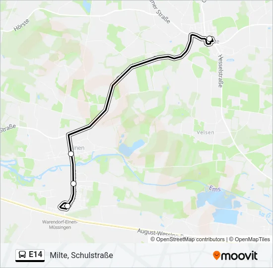 E14 Bus Line Map