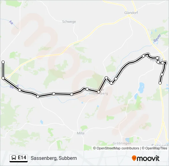 E14 Bus Line Map