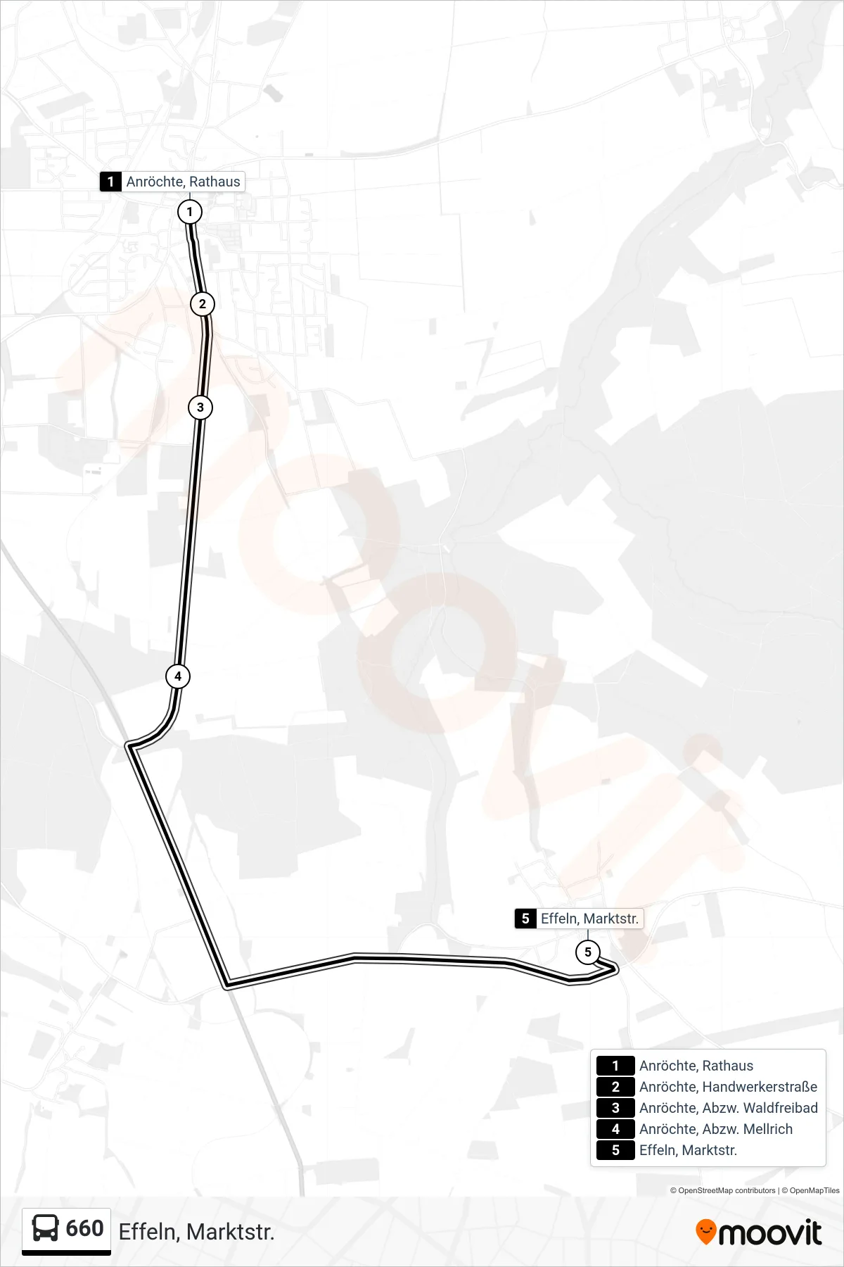 Linie 660 (Bus) Richtung Effeln, Marktstr.: Route und Haltestellen auf der Karte