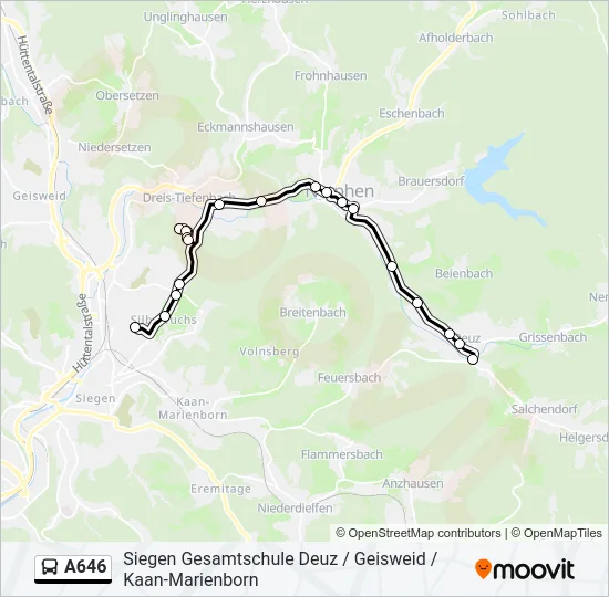 A646 Bus Line Map