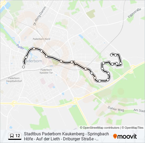 12 Route: Schedules, Stops & Maps - Paderborn, Westerntor Steig B2 ...