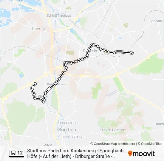 Автобус 12: карта маршрута