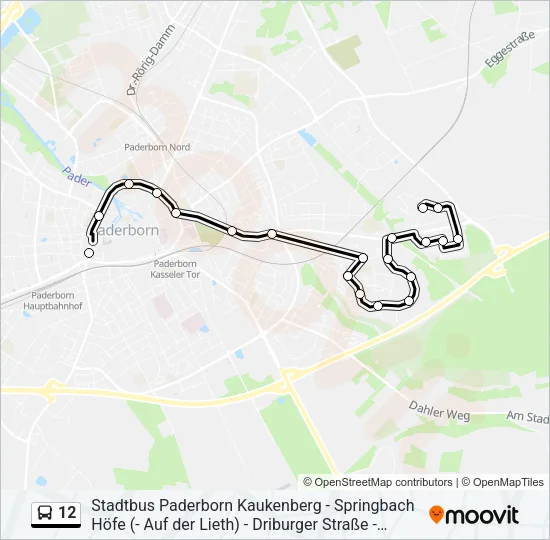 Автобус 12: карта маршрута
