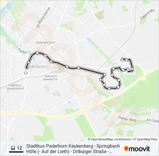 Автобус 12: карта маршрута
