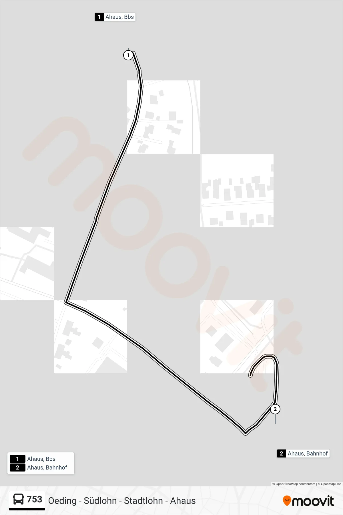 753 bus Line (Ahaus, Bahnhof Bstg C3) route and stops on a map