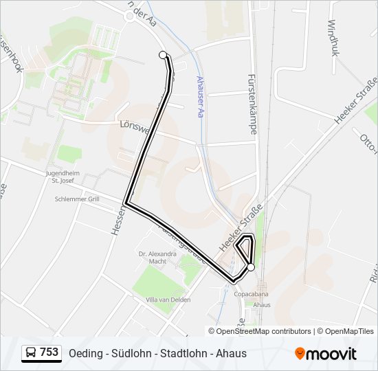 753 bus Line Map