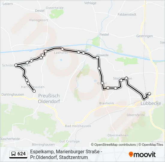 624 Bus Line Map