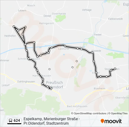 624 Bus Line Map