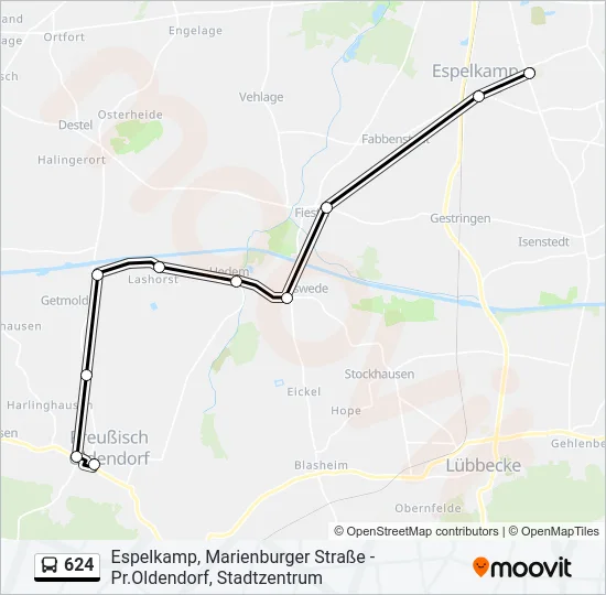 624 Bus Line Map