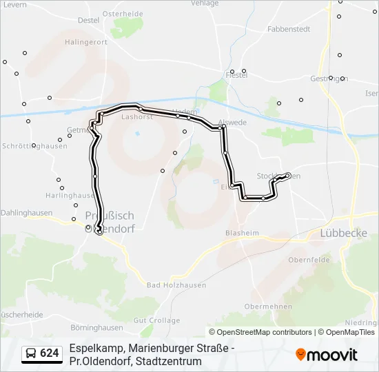 624 Bus Line Map