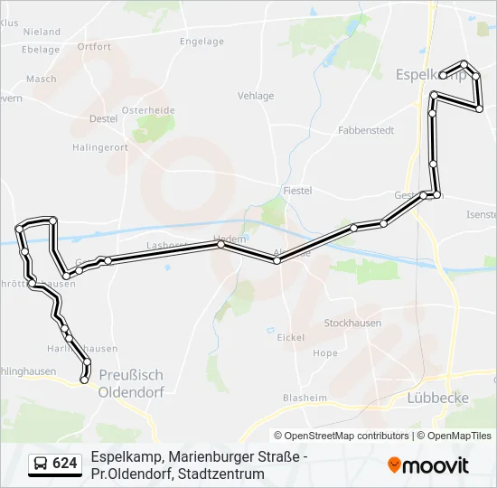 624 Bus Line Map