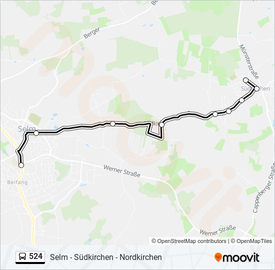 524 bus Line Map