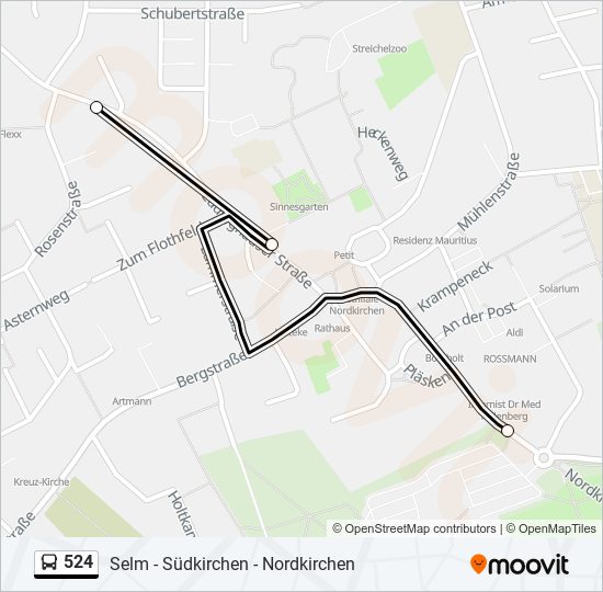 524 bus Line Map