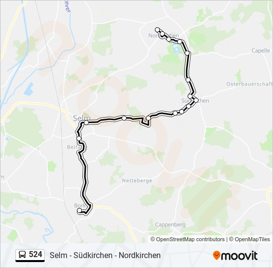 524 bus Line Map