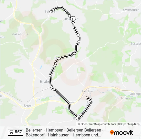 557 Bus Line Map