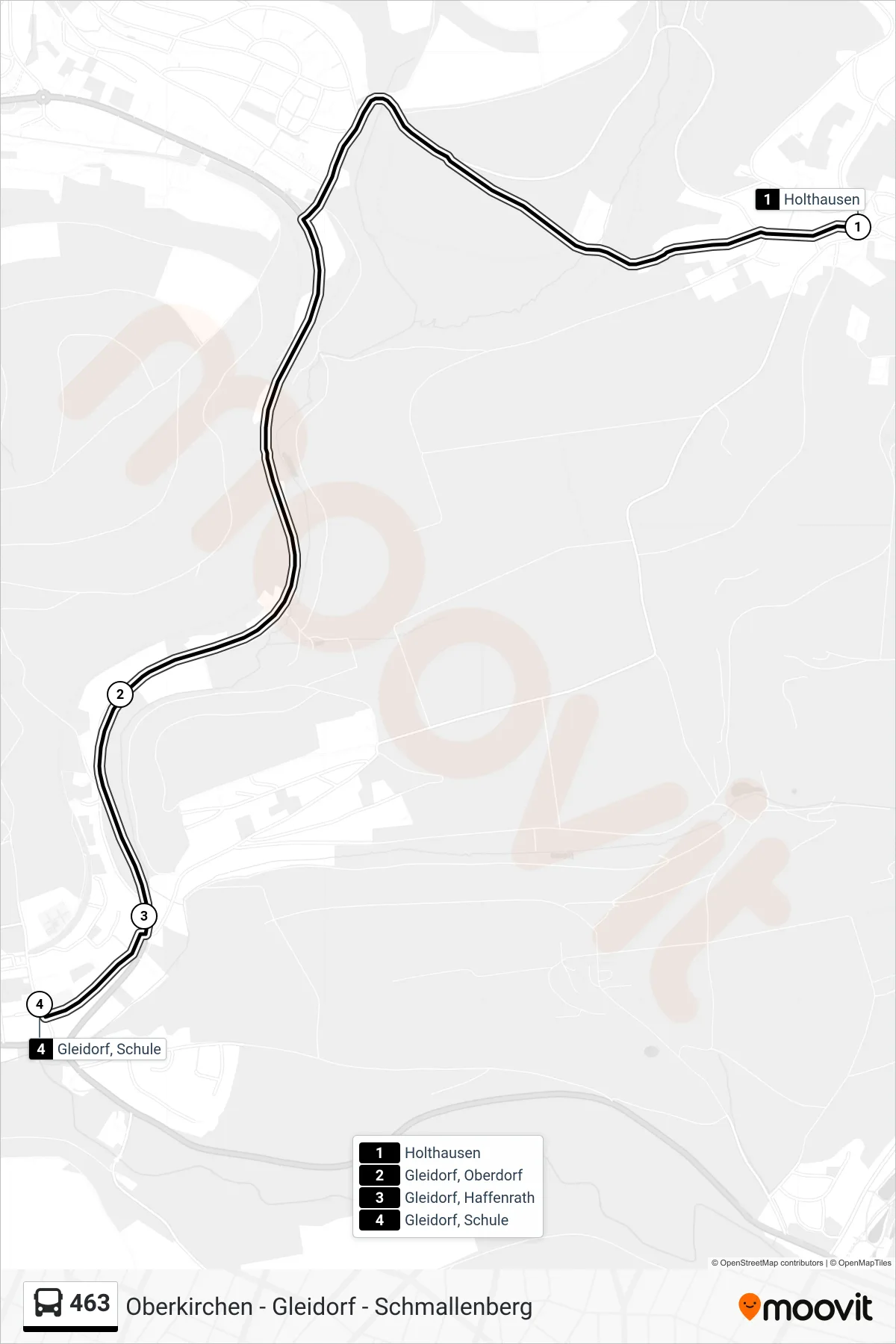 463 bus Line (Gleidorf, Schule) route and stops on a map