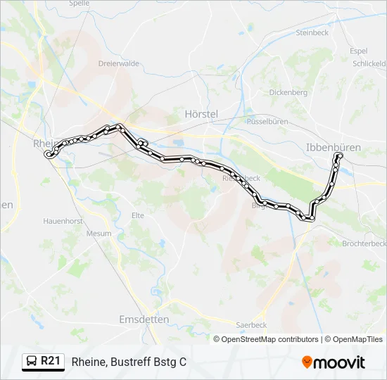 R21 Bus Line Map