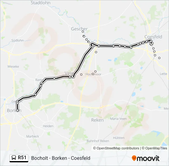 R51 Bus Line Map
