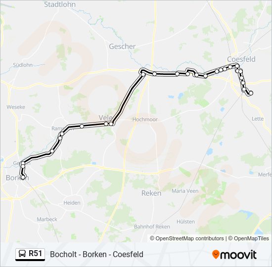 r51 Route: Schedules, Stops & Maps - Coesfeld, Dieselstraße/Erlenweg ...