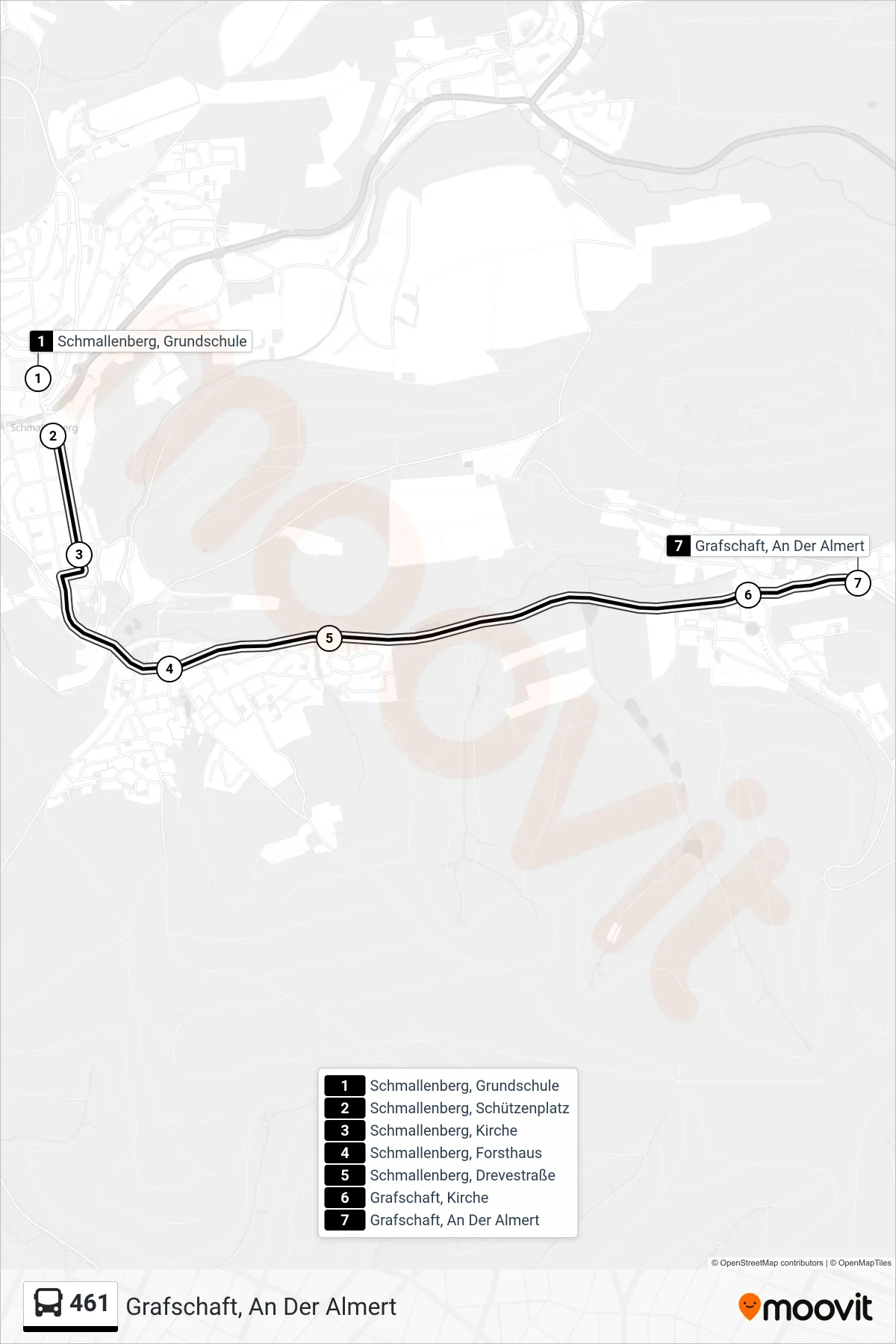 Linie 461 (Bus) Richtung Grafschaft, An Der Almert: Route und Haltestellen auf der Karte
