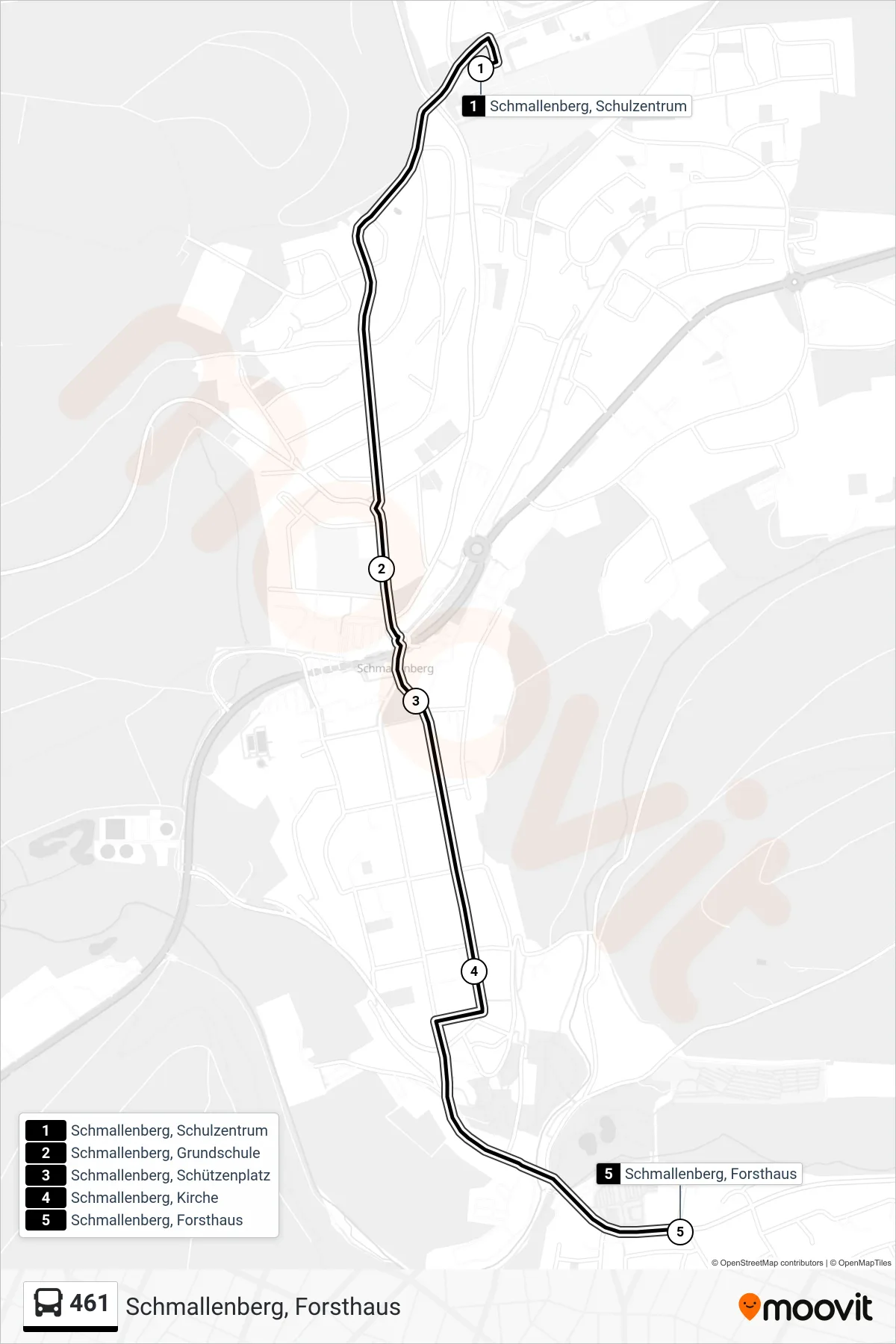 Linie 461 (Bus) Richtung Schmallenberg, Forsthaus: Route und Haltestellen auf der Karte
