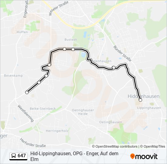 647 bus Line Map