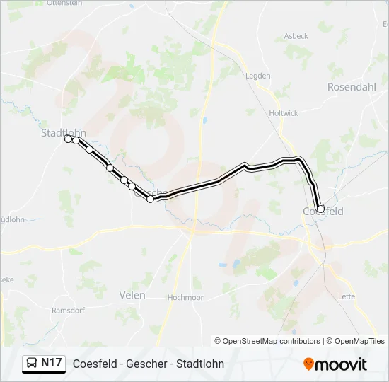 N17 Bus Line Map