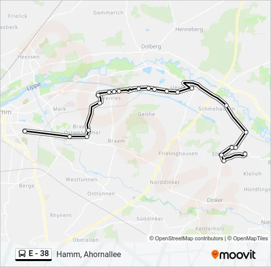 E - 38 Bus Line Map