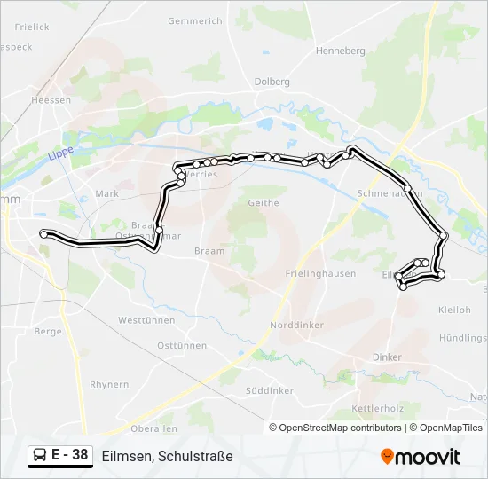 E - 38 Bus Line Map