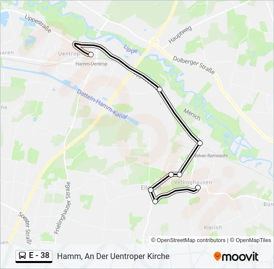 E - 38 Bus Line Map