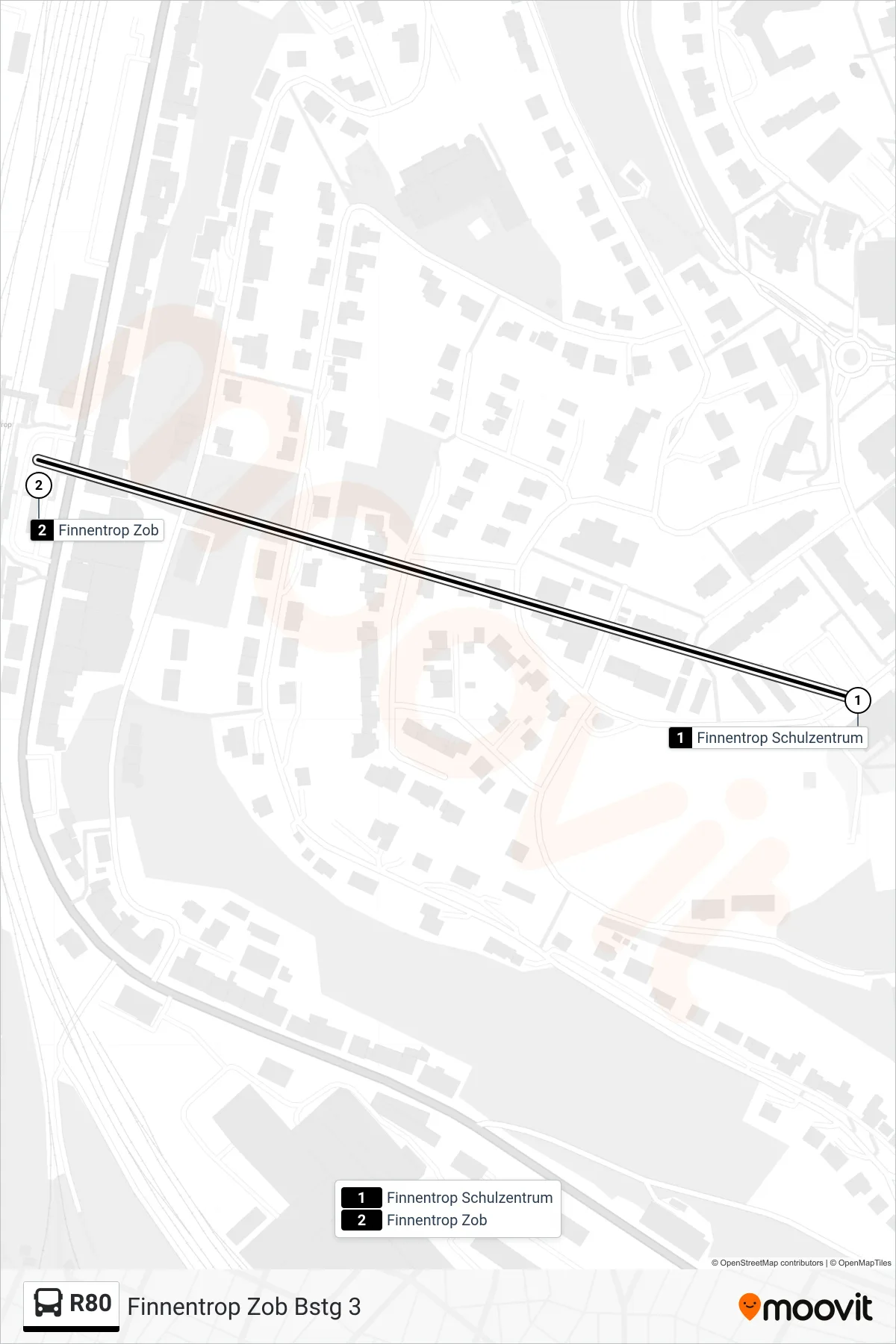 R80 bus Line (Finnentrop Zob Bstg 3) route and stops on a map