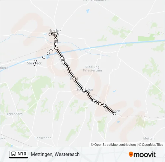 N10 Bus Line Map