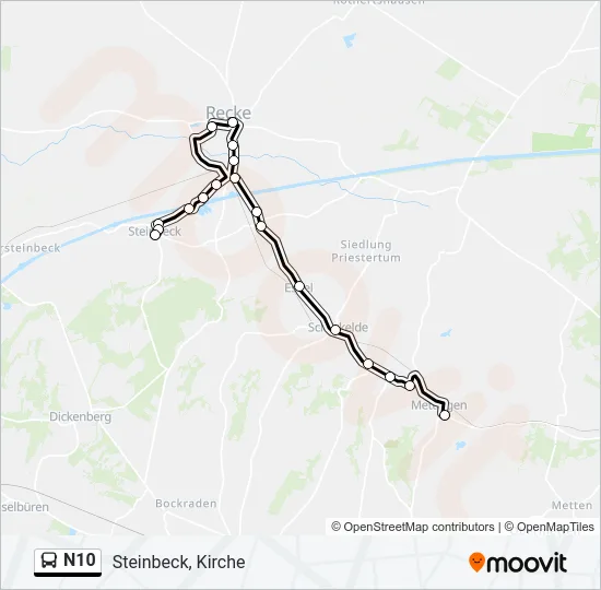 N10 Bus Line Map