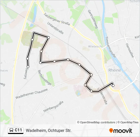 Автобус C11: карта маршрута