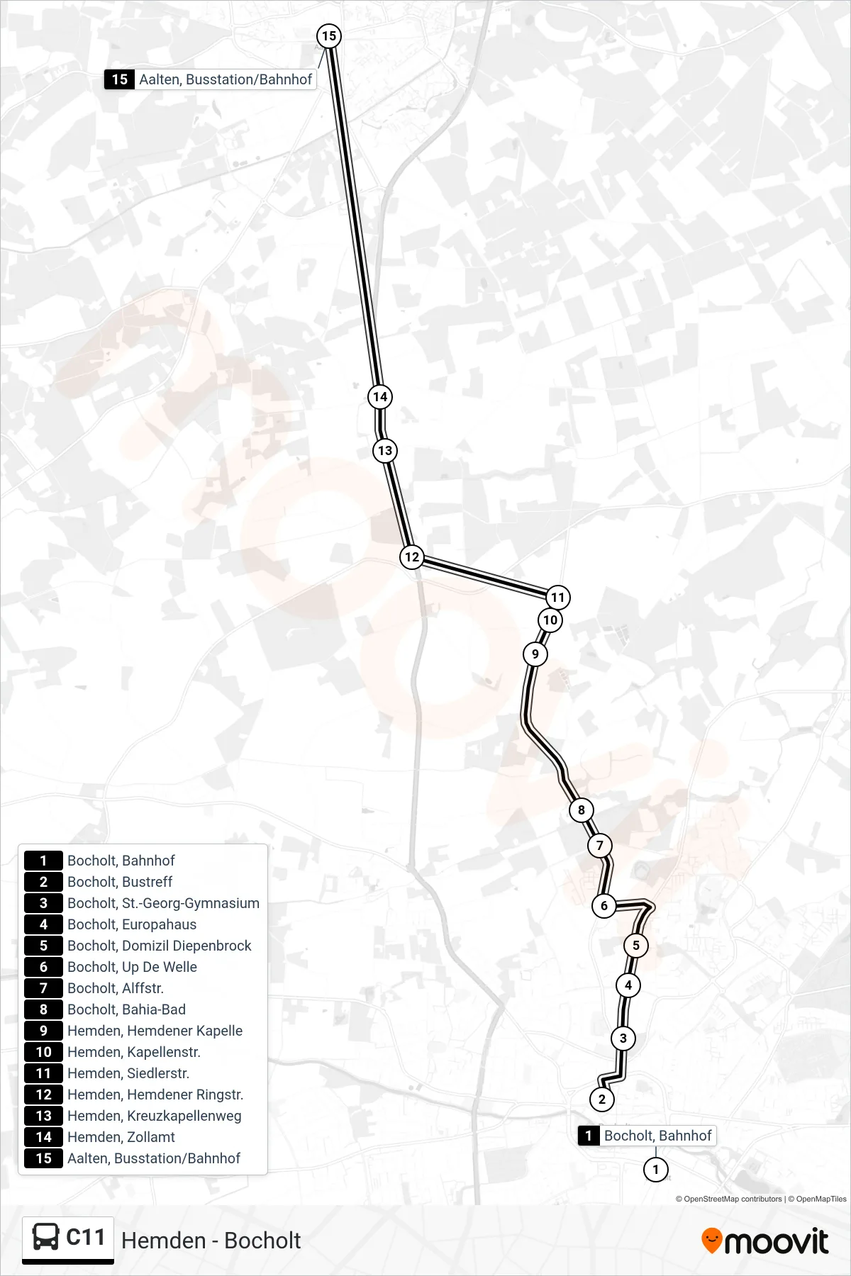 Linie C11 (Tram) Richtung Aalten (Nl): Route und Haltestellen auf der Karte