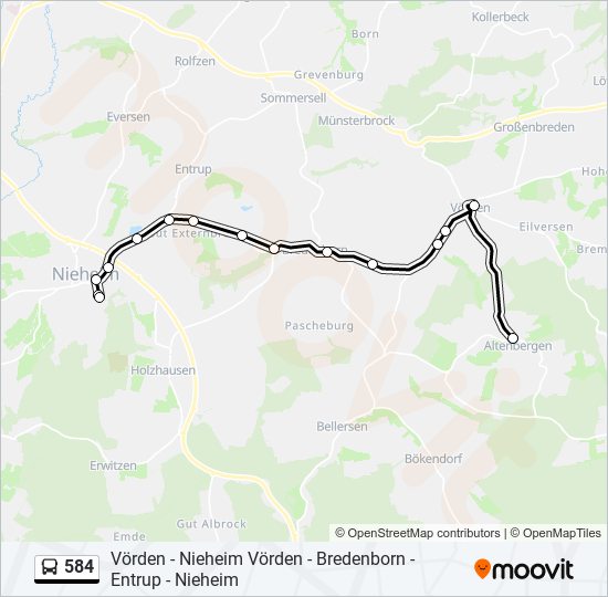 584 bus Line Map