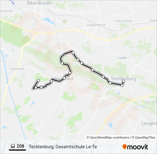 208 Bus Line Map