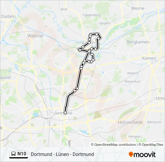 N10 Bus Line Map