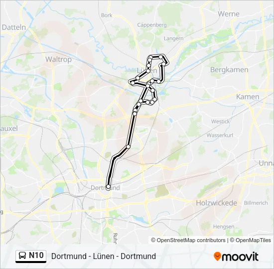 N10 Bus Line Map