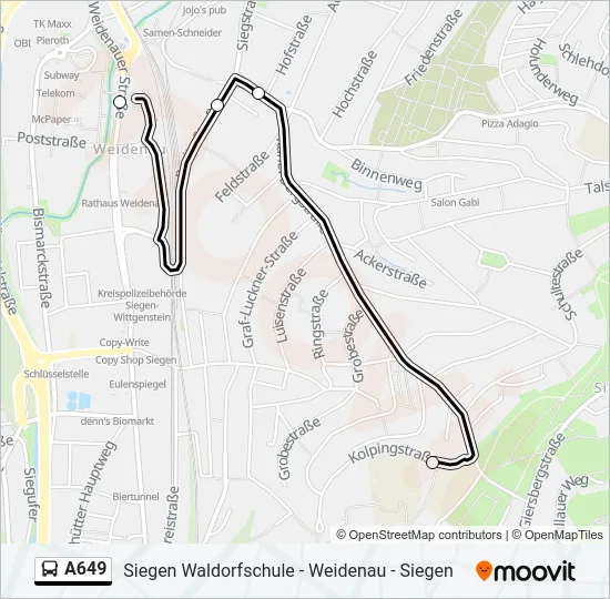 A649 Bus Line Map