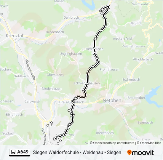A649 Bus Line Map