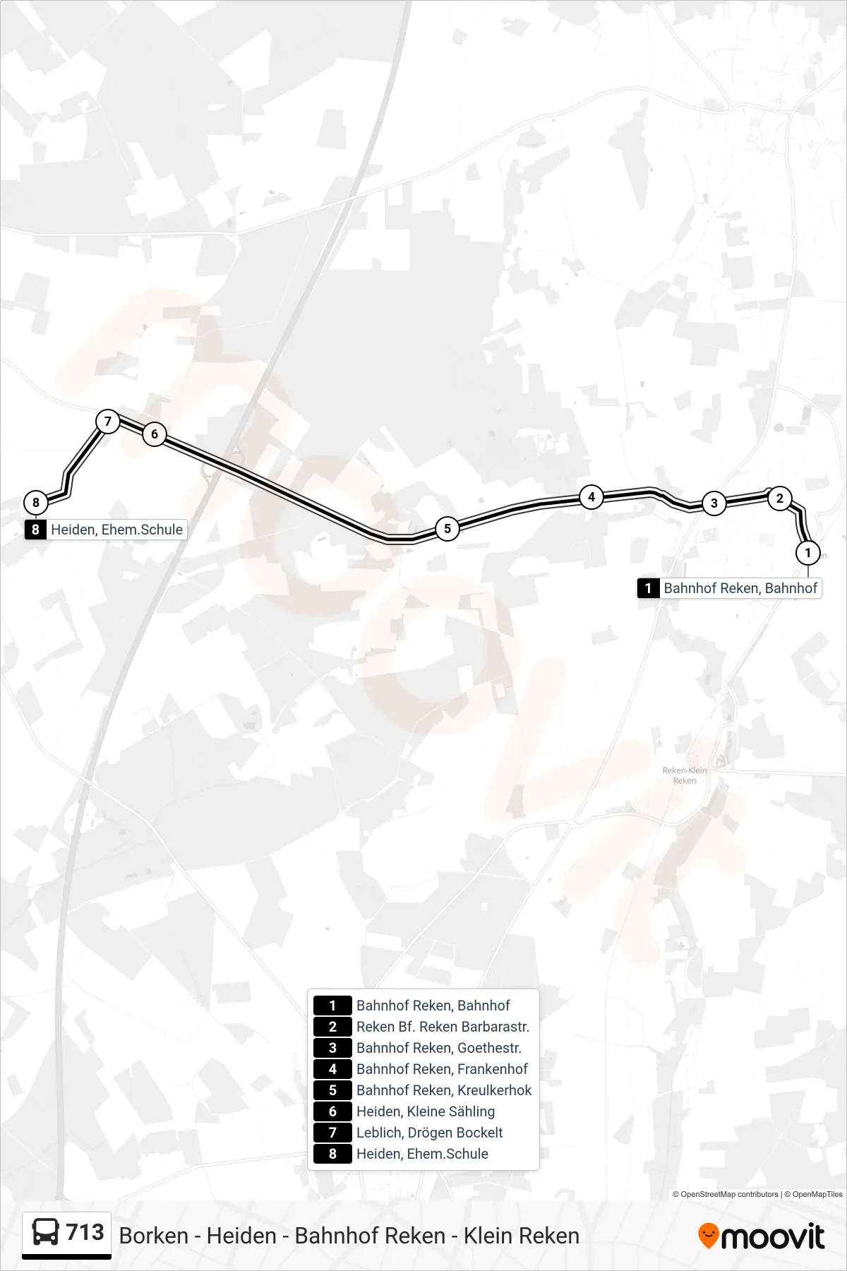 713 bus Line (Heiden, Ehem.Schule) route and stops on a map
