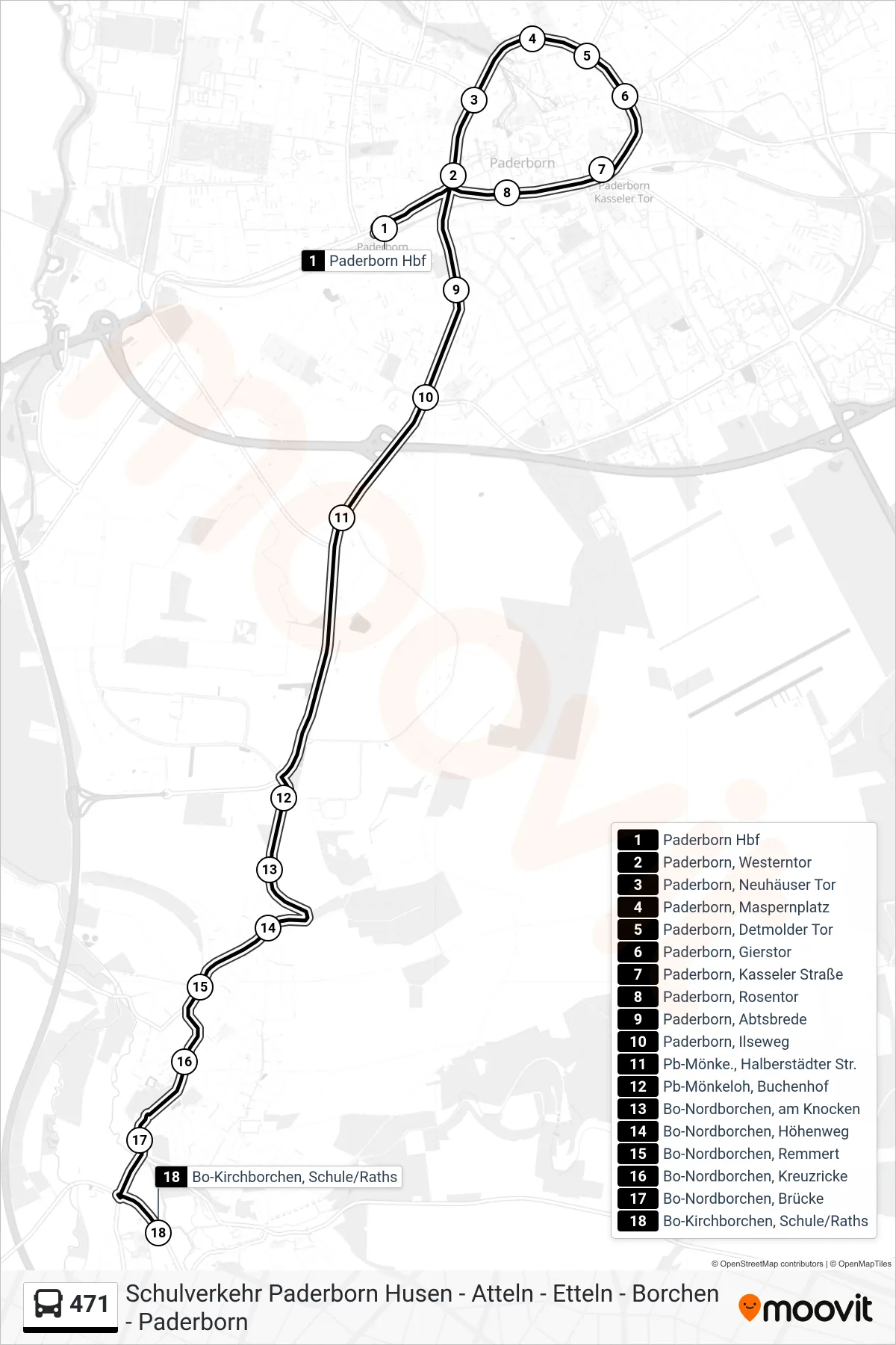 Linie 471 (Bus) Richtung Bo-Kirchborchen, Schule/Raths: Route und Haltestellen auf der Karte