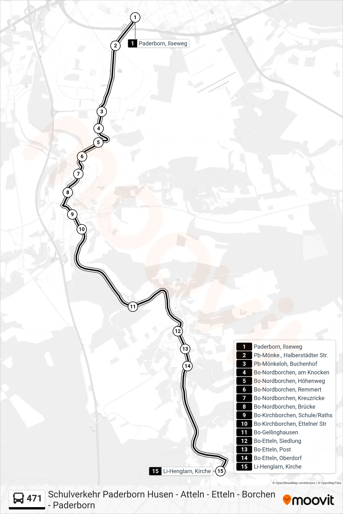 471 bus Line (Li-Henglarn, Kirche) route and stops on a map