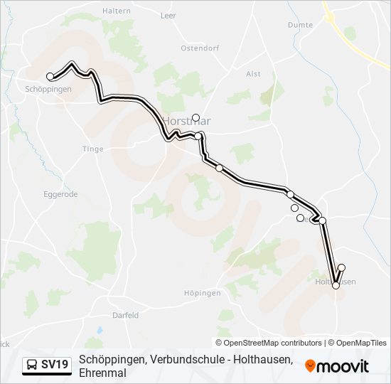 SV19 bus Line Map