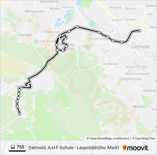 755 bus Line Map