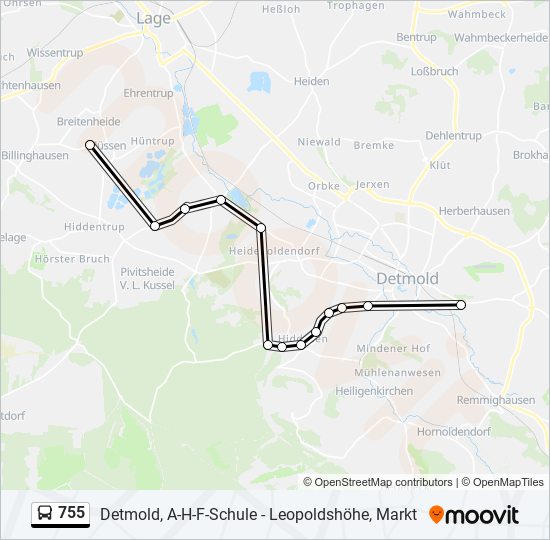 755 bus Line Map