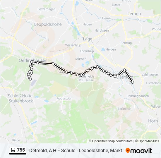 755 bus Line Map