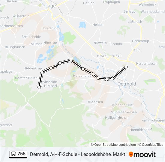 755 bus Line Map