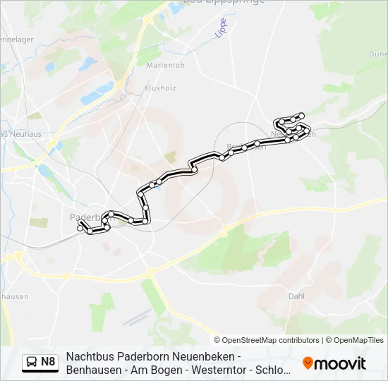 Автобус N8: карта маршрута